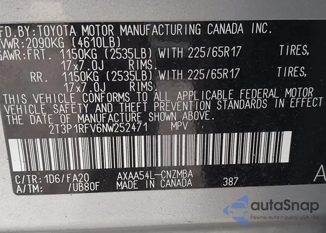 2022 Toyota Rav4 Xle из США, поврежденный, VIN 2T3P1RFV6NW252471